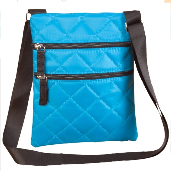 Quilted Lightweight Turquoise Crossbody Travel Mini Bag, Zipper Close Purse NWOT - Picture 3 of 3
